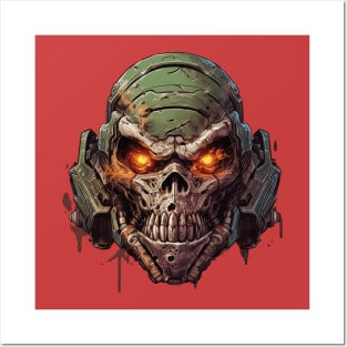 Space Doom Marine Classic Game Skull Posters and Art